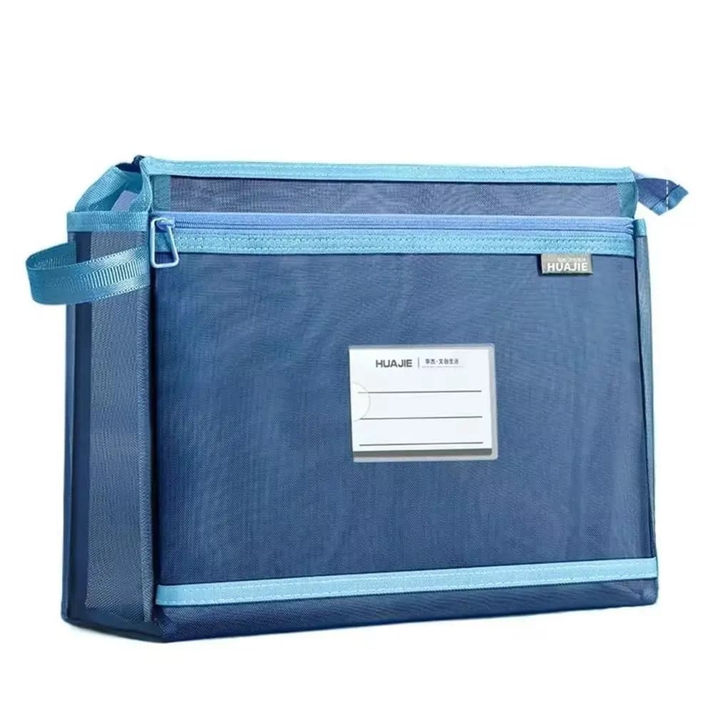 Borsa portaoggetti per carta di prova di grande capacità Borsa per cartelle di file ad ampia apertura con cerniera Borsa per organizer per cancelleria trasparente color Morandi