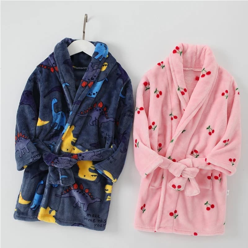 Children's Flannel Pijama Bathrobe Autumn and Winter Children's Nightwear Children's Night Shirt Soft Pijama for Girl Boys Bathrobe 4-16 Years