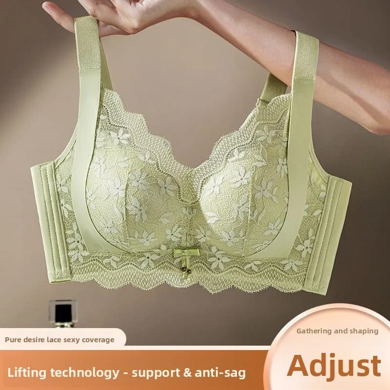 KUCLUT Lace Bralette Thin Sexy Gathered Anti-Sagging Underwear for Women Comfortable Adjustable Full Cup Nylon Polyester
