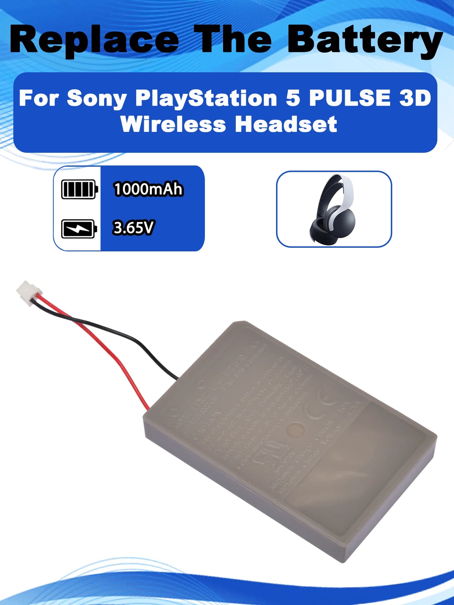 Batteria di ricambio da 3,65V per cuffie da gioco wireless Sony PlayStation PS4 PS5 PULSE 3D, batterie LIPI522