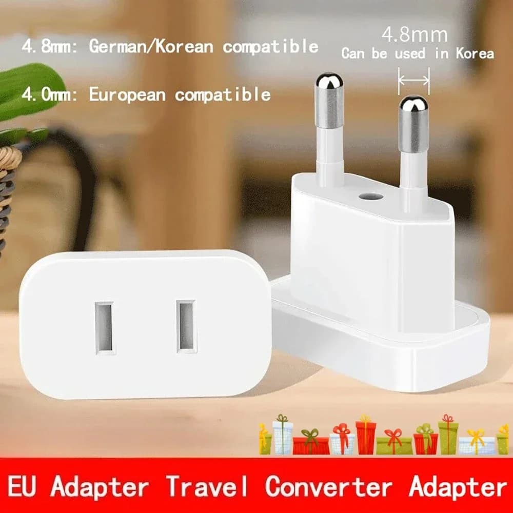 Portable 4.0mm/4.8mm US To EU Plug Converter Power Plug Adapter Travel Adapter Power Converter 2Pin AC Electrical Socket Outlet