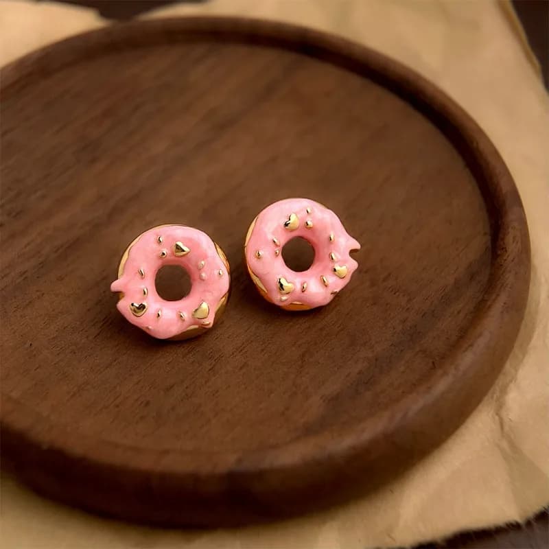 Nuovi orecchini a ciambella da ragazza dolce smalto smalto orecchini da dessert donne gioielli orecchio carino spille per orecchie e orecchini a clip