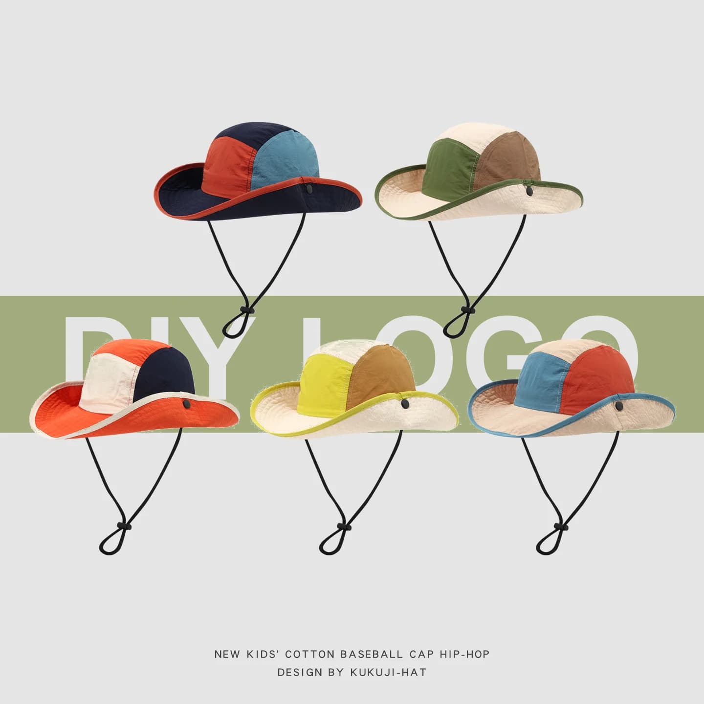 Quick Drying Children's Custom Summer Hat, Korean Style Parasol Hat for Boys and Girls, Outdoor Travel Hat