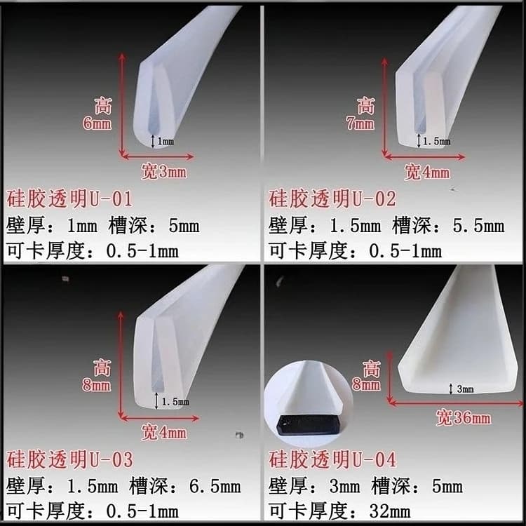 Striscia di protezione per bordi in gomma a forma di U da 5 m Nastro per bordi Guarnizione per porta della doccia Nastro sigillante Protezione in vetro Trim Durevole