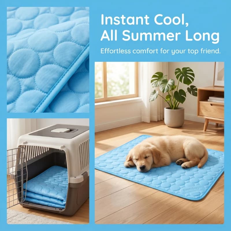 2 Tappetini Refrigeranti Estivi per Animali Domestici, Traspiranti, Lavabili, Antiscivolo, Morbidi, Cuscino/Coperta Universale per Cani e Gatti, Letto per Animali Domestici da Casa