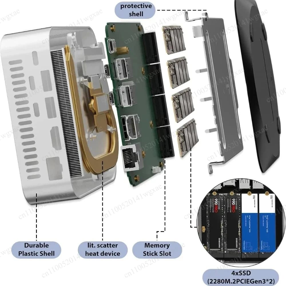4-Bay M.2 All-Flash NAS, N100 8GB RAM, 2.5G Ethernet, UHD Graphics for Virtualization & Storage