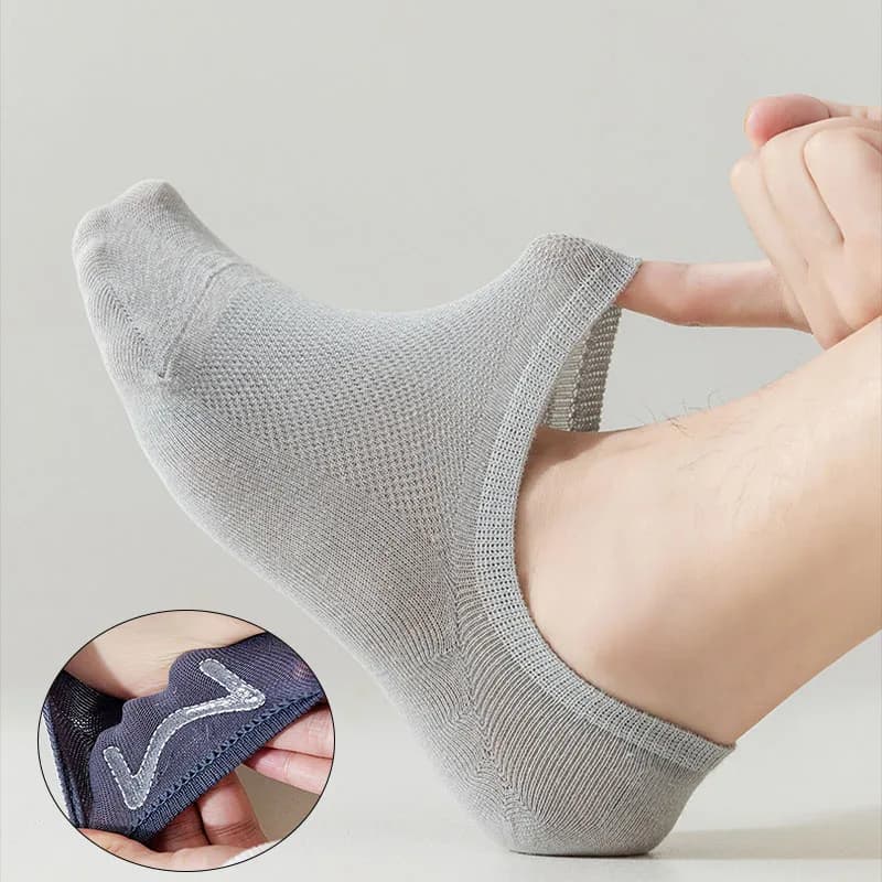 5 paia di calzini invisibili da uomo, calzini invisibili alla moda, in rete traspirante, in silicone, antiscivolo, morbidi, comodi, sottili, a taglio basso