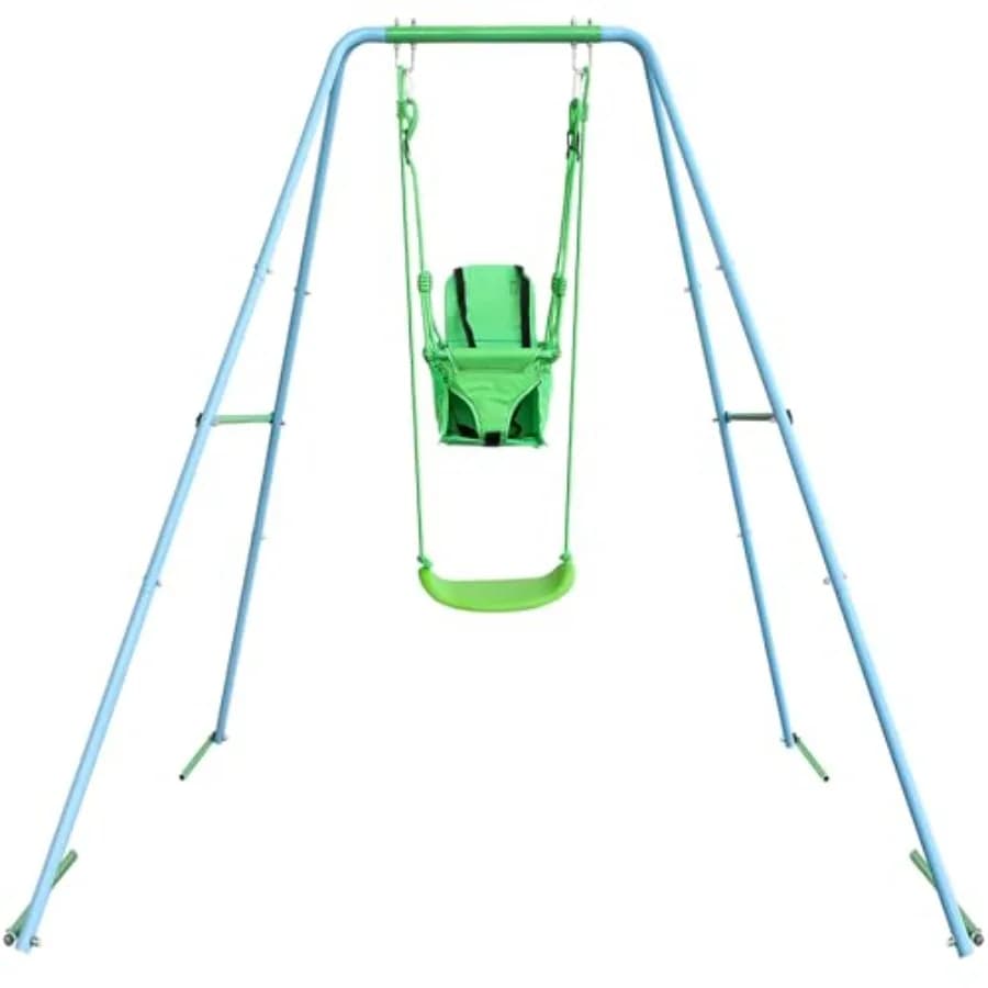 Set Altalena 2-in-1 per Bambini - Altalena da Esterno per 6 Mesi+ con Altalena per Neonati su Supporto, Divertimento per Bambini Piccoli in Casa e all'Aperto