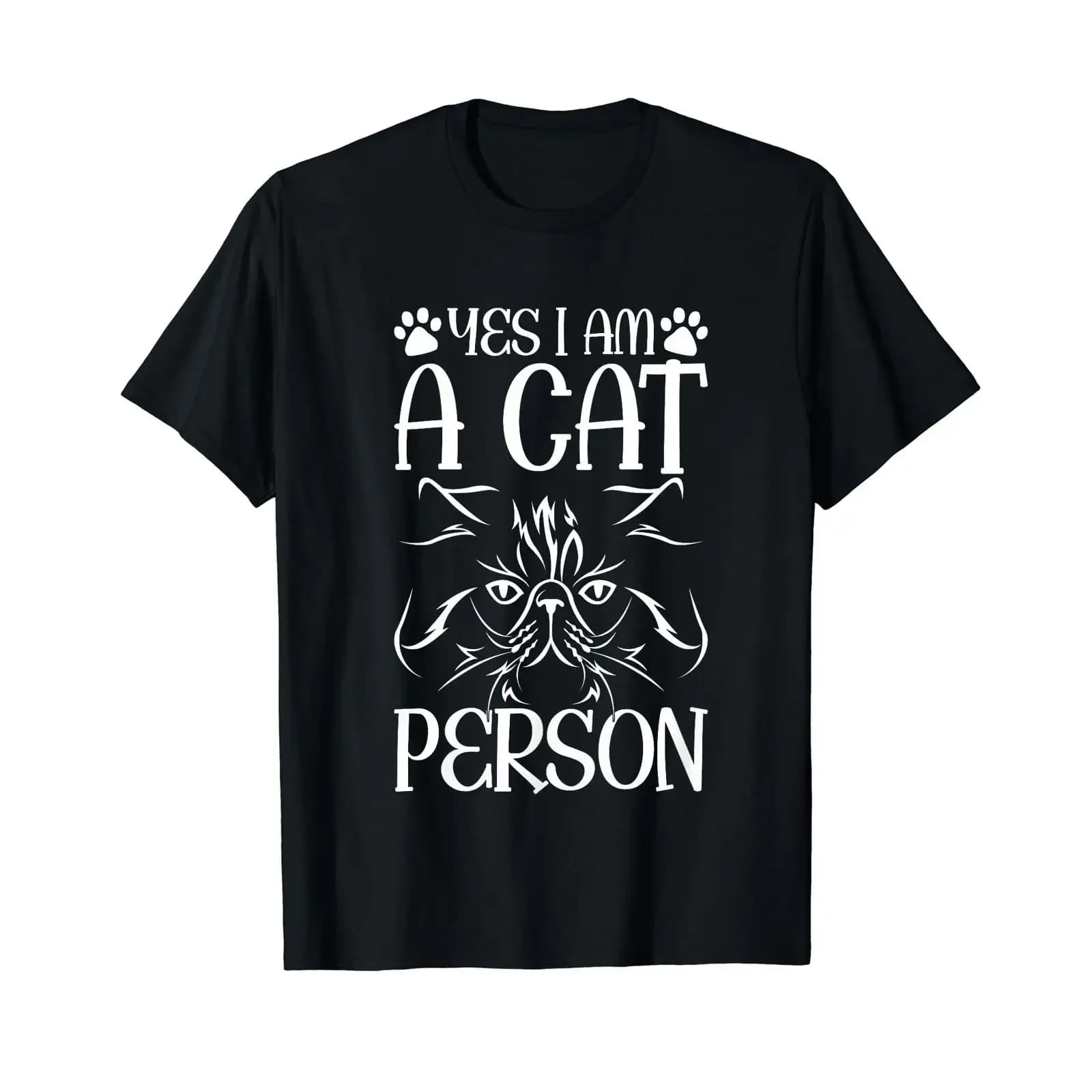 Yes I'm a cat person T shirt vintage Washed Comfortable Breathable homme Casual fashion Stylish Top For Everyday Wear Versatile