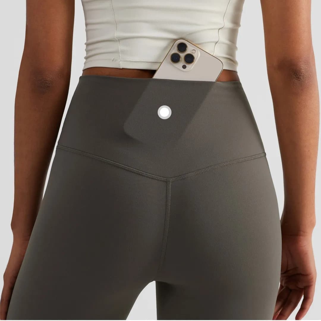 Solid color Back pocket Life high Yoga Legging Women Sport Short pants Burro Athletic Gym Full workout Jog