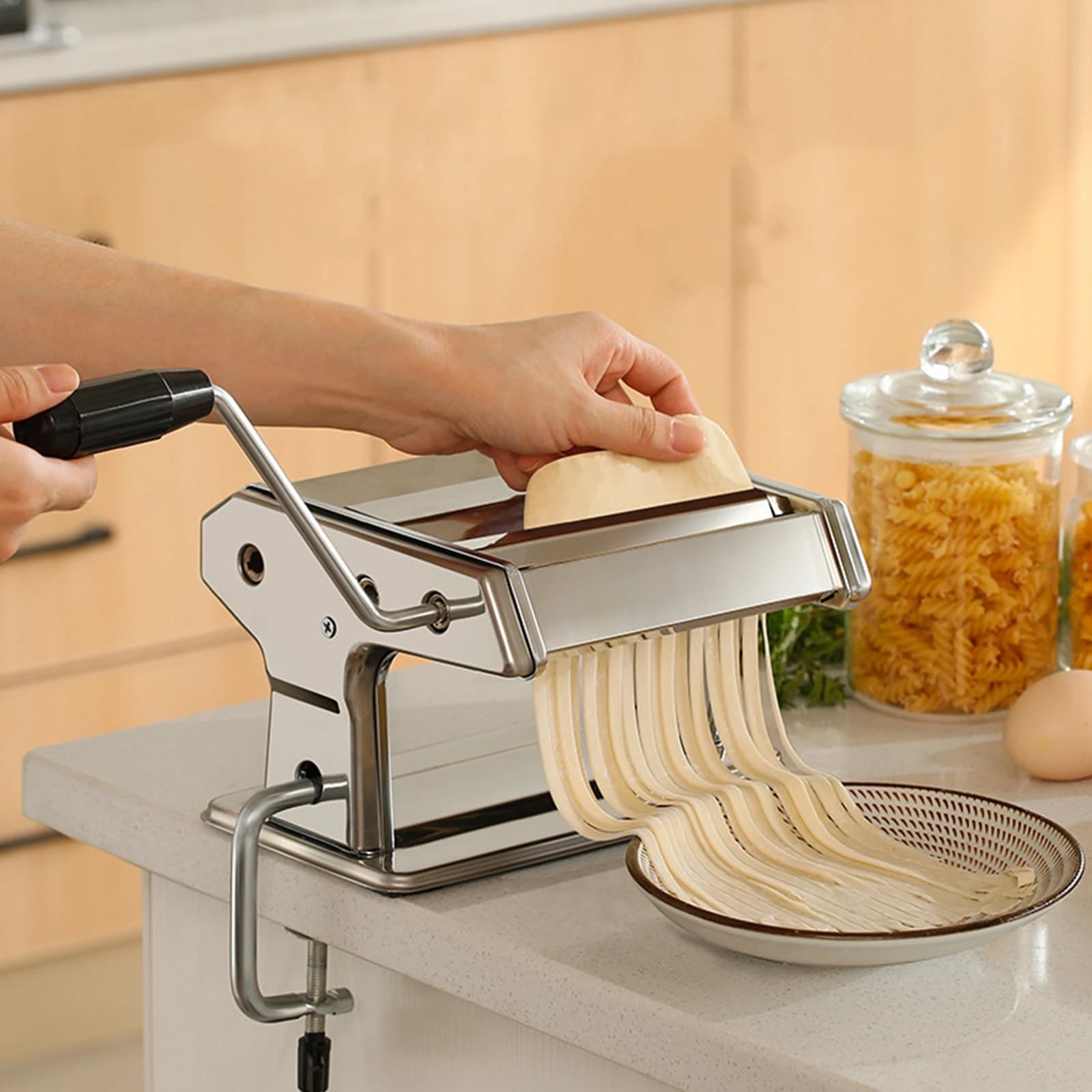 Mini pasta in acciaio inossidabile per fare pancake Macchina per noodle Sfogliatrice per pasta Macchina manuale per noodle Utensili da cucina
