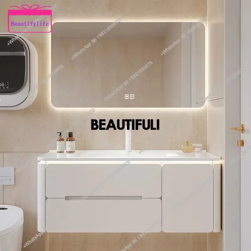 YL Oak Simple Bathroom Cabinet Combination Modern Toilet Washbasin Bathroom Cabinet Mirror Storage Meuble Salle De Bain Furnit
