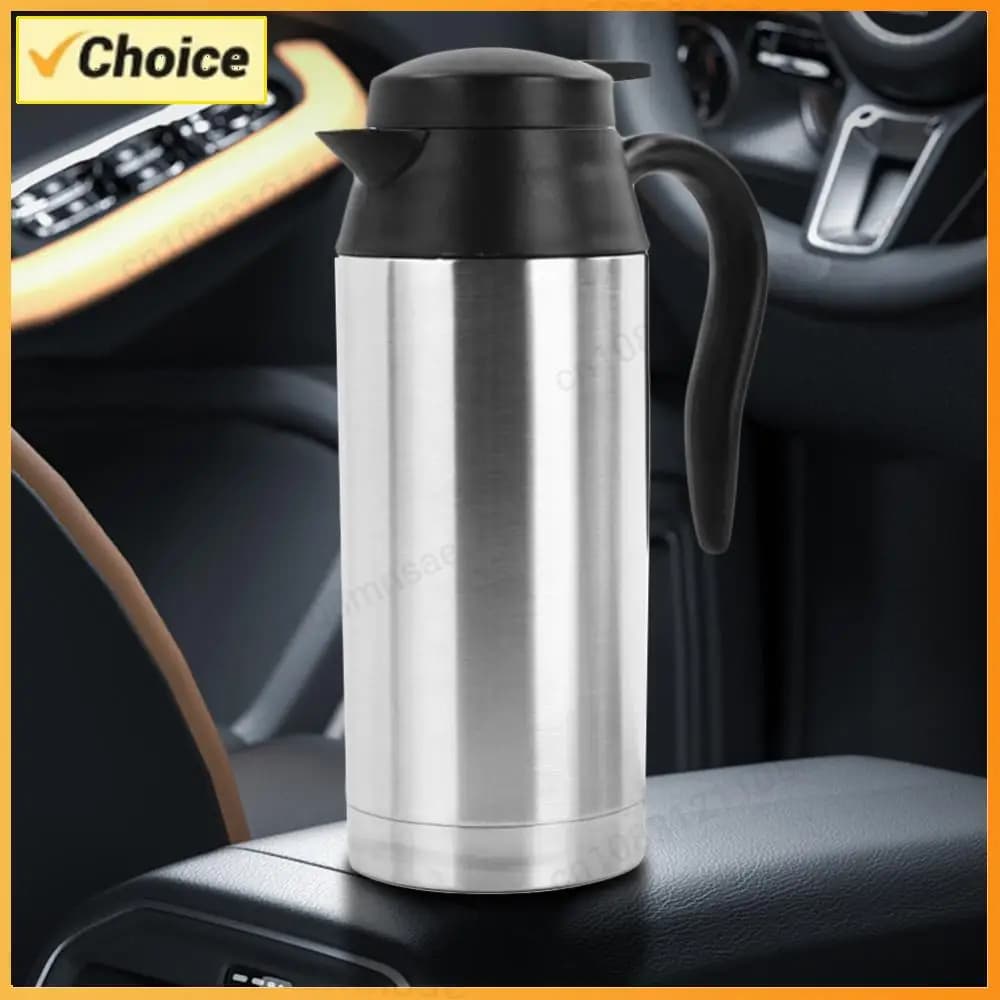 Bollitore Elettrico per Auto 12/24V in Acciaio Inox 750ml Tazza da Viaggio Riscaldante Spegnimento Automatico Protezione Ebollizione a Secco Rapida Ebollizione