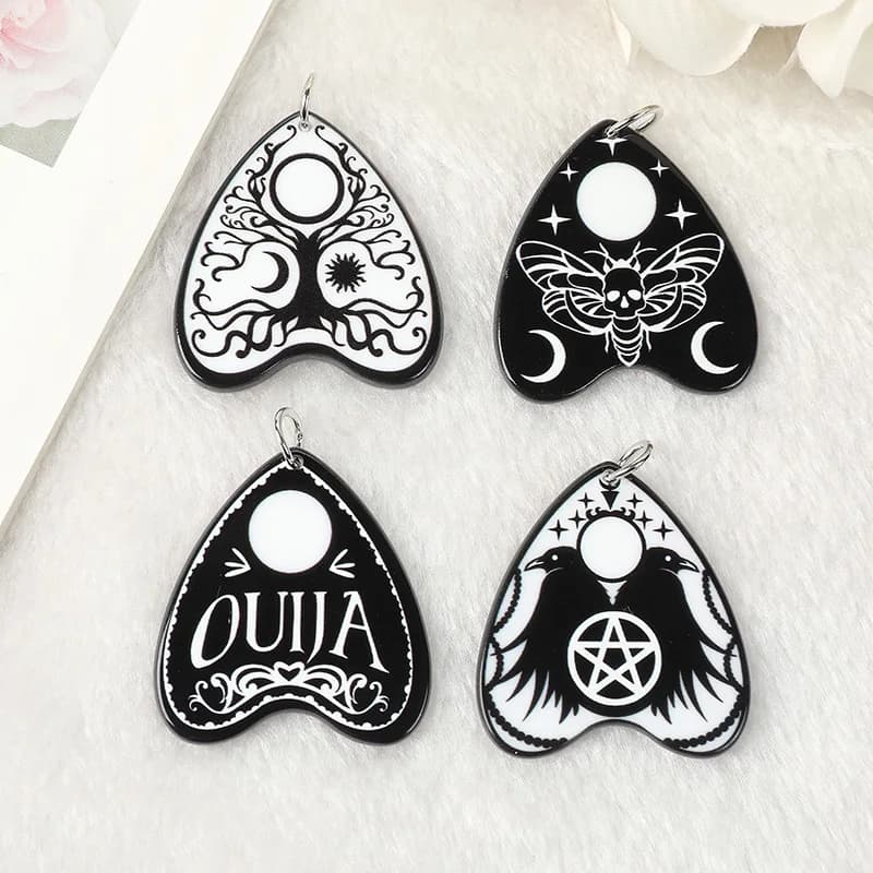 8 pezzi di ciondoli per tavola Ouija, ciondolo in acrilico, sole, luna, divinazione magica, risultati di gioielli per orecchini, collane fai da te