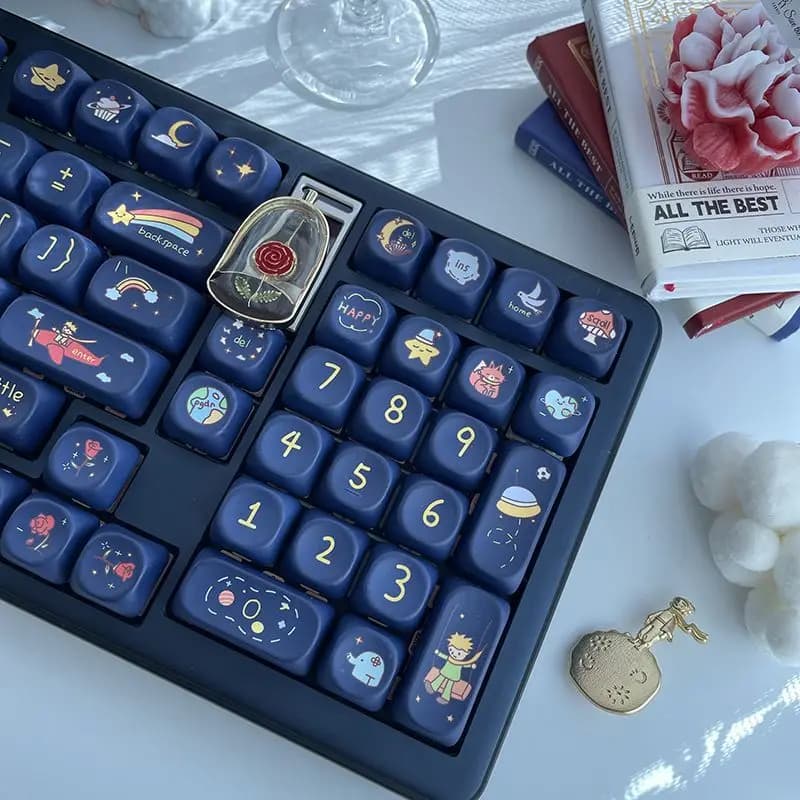 130 tasti Il Piccolo Principe Tema MOA Keycap Set PBT Blu Personalizzato Tappo tastiera MOA Profilo Key Cap per tastiera meccanica