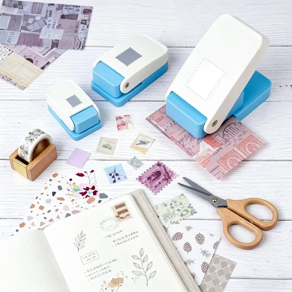 3Pcs/Set Postage Stamp Punch Large/Mini Rectangular Stamp Punch Rectangle Lever Action Paper Crafting Scrapbooking Punches Tools