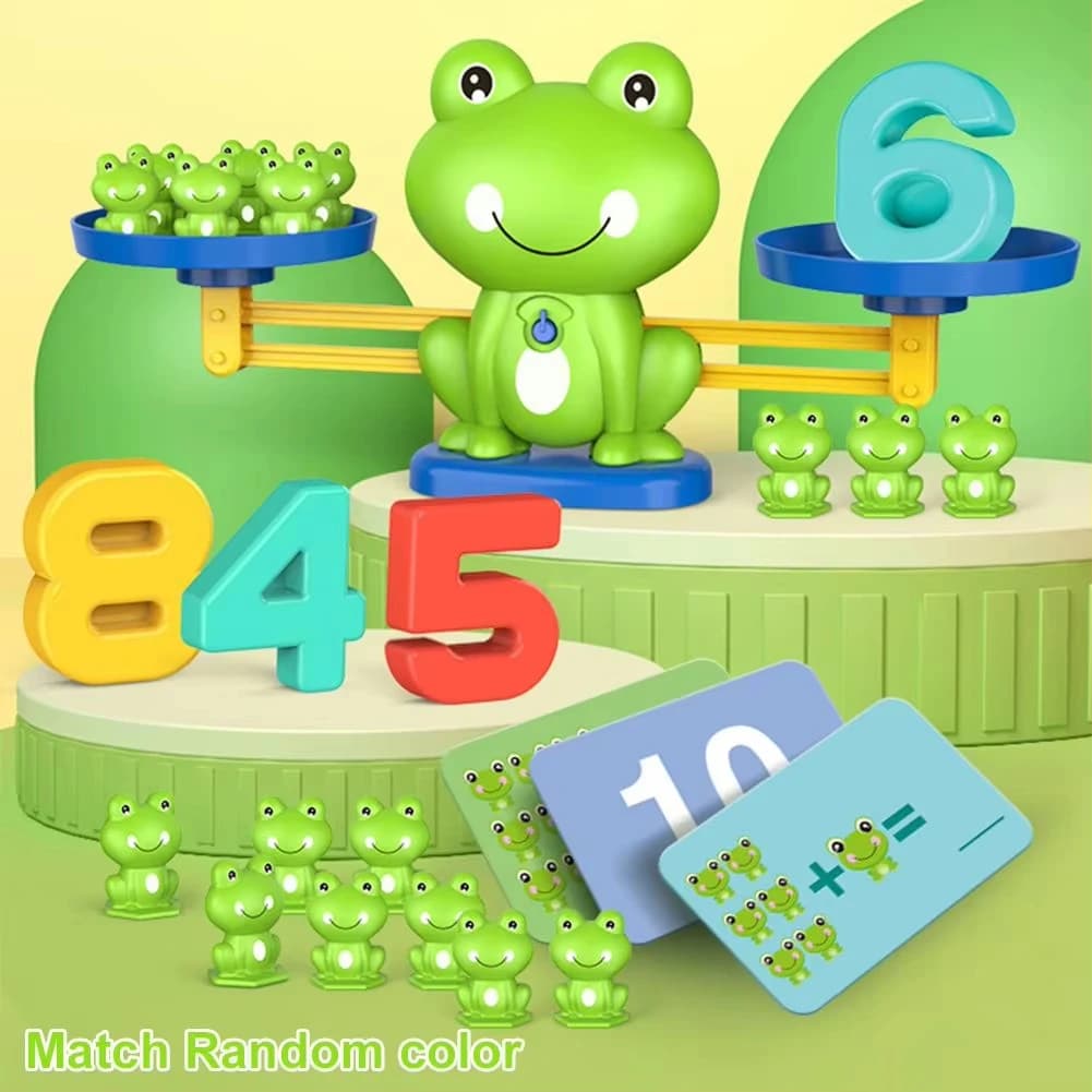 Frog Balance Math Scale Toy, Number Counting Game with Weights, Educational Interactive Gift for Kids