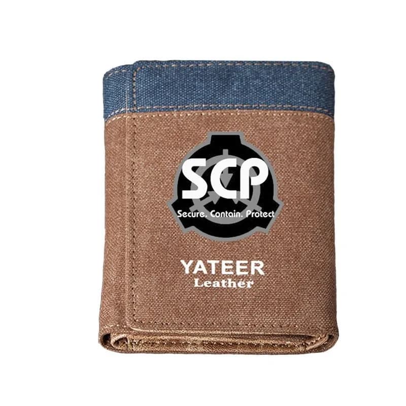 Canvas anime wallet with SCP foundation for student boy girl carrying cards with triple RFID block mini bag clipboard short