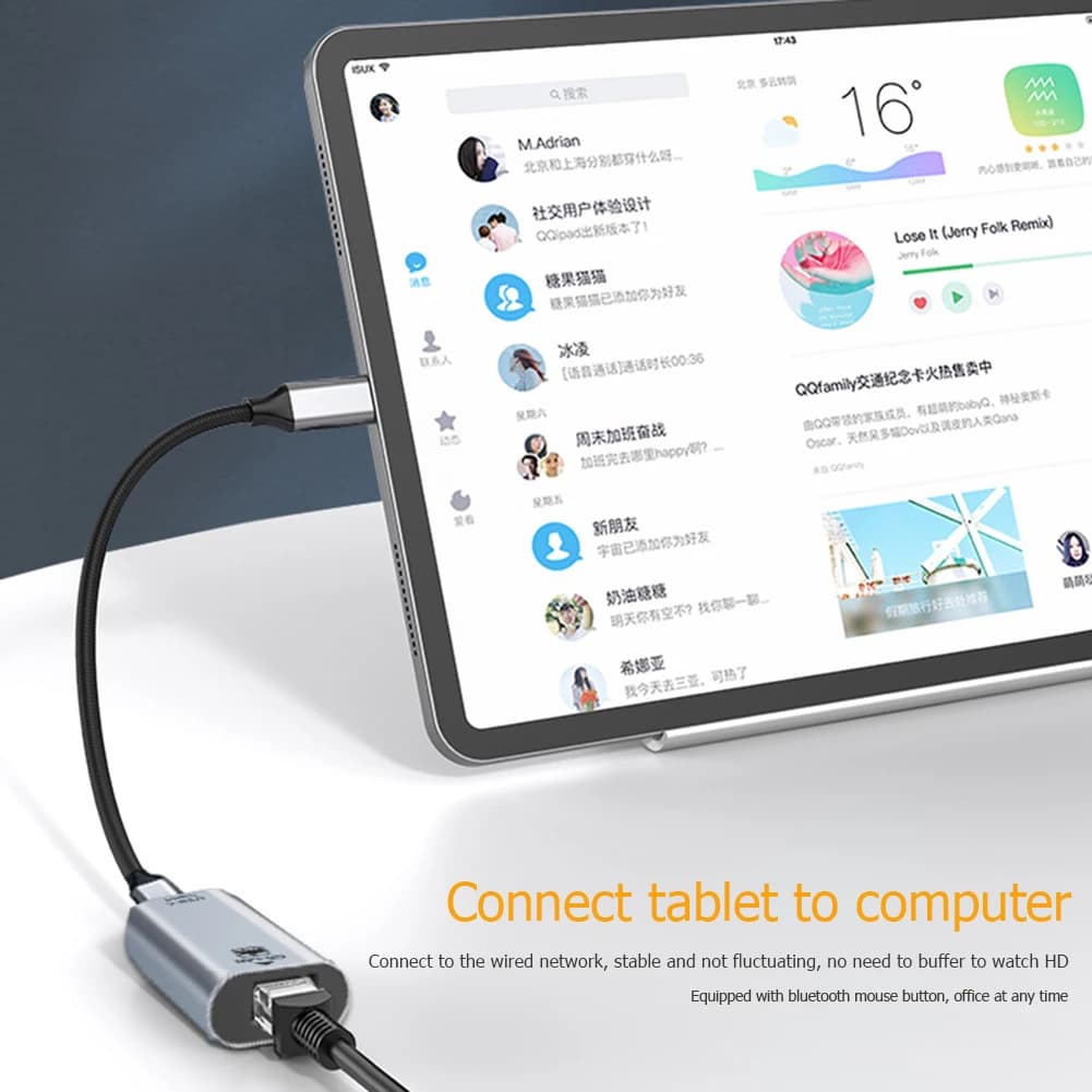 Scheda di rete adattatore Lan da tipo C a RJ45 per tablet PC Android Laptop Windows