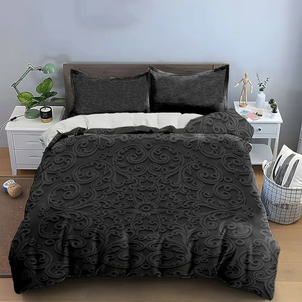 Elegante Set di Biancheria da Letto con Pannelli Floreali, Include 1 Copripiumino e 2 Federe, Disponibile in Misure Singola, Doppia, King e Queen, Idea Regalo