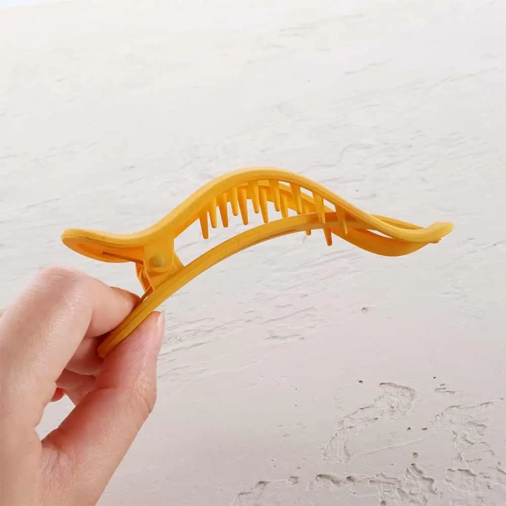 Large plastic duck hair clip, simple, matt, seamless, caramel color, for girls, to wash your face