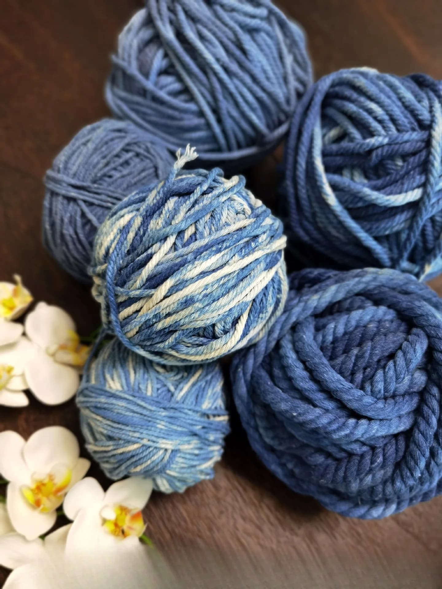 Handmade Tie Dyed Cotton Thread Chinese Style Feature Blue Section Dyed Coarse Yarn Doll Scarves Clothing Handmade Materials