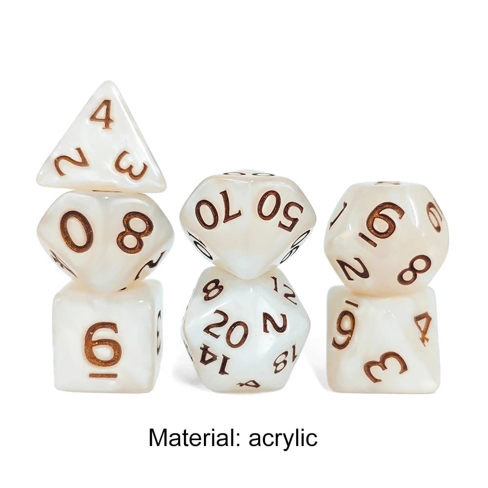 7 pz/set di dadi quadrati DND e borsa trasparente bianca Set 16mm-20mm Accessori per giochi da tavolo Materiale acrilico Dadi multisfaccettati