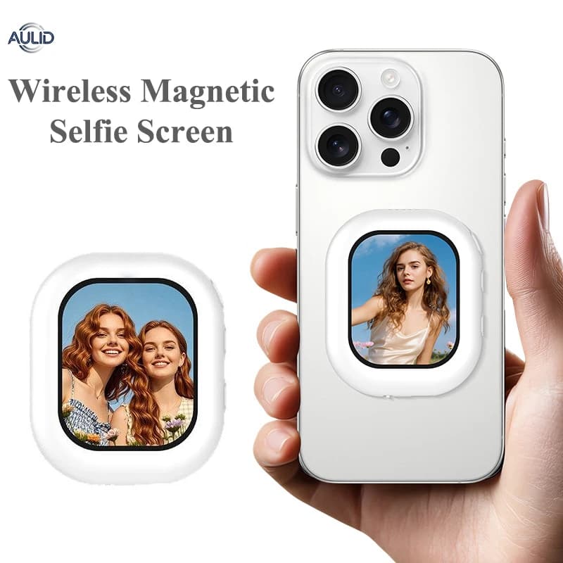 Mini Wireless Magnetic Monitor for Selfie and Screen, for iPhone 17/16 and Android Phones, Accessories for Repeats with Camera Rear, Vlog and Photography Live