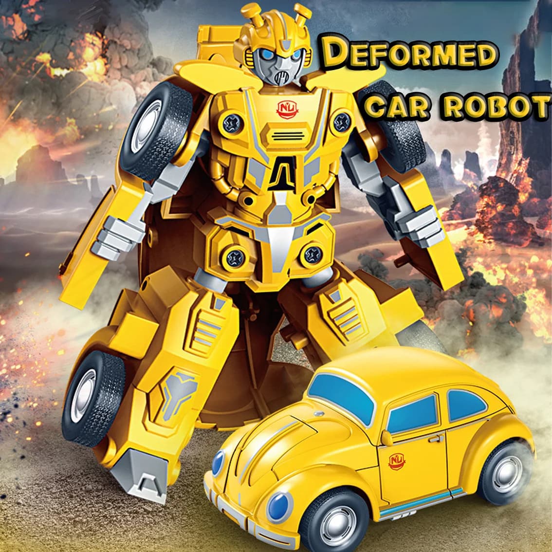 Robot per auto trasformante, robot per auto vintage trasformante, auto inerziale per bambini, ragazzo e bambino trasformano in giocattolo della polizia