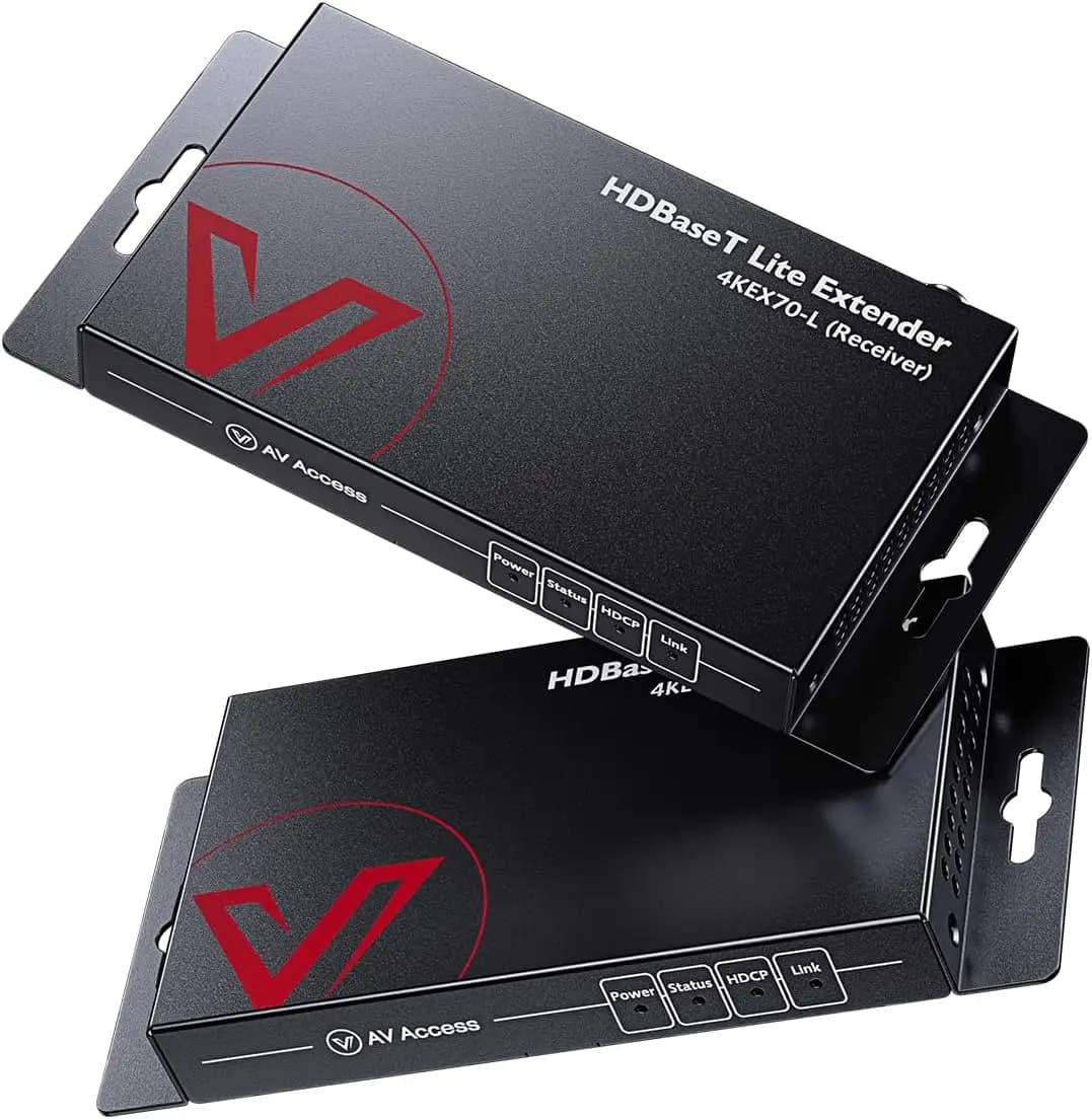 HDMI HDBaseT extension for AV access on single Ethernet cable Cat5e/6a/7 4K to 60 Hz 130 feet, 1080P to 60 Hz 230 feet, CEC UltraHD, HDCP 2,2