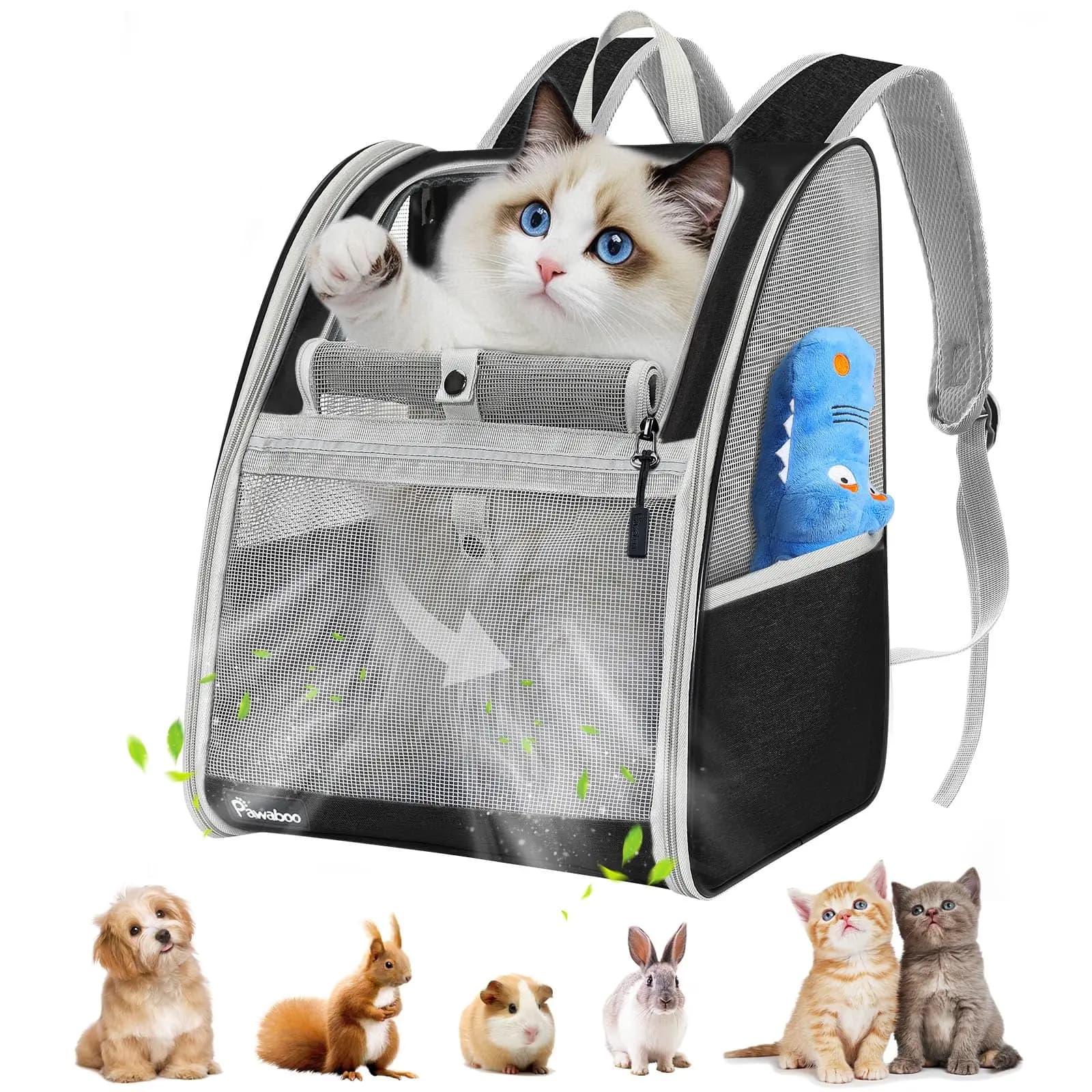 Breathable Cat Carrier Backpack Portable Pet Carrier Backpack for Small Dogs Puppies Outdoor Travel Cat Bag Carrier Comfortable Transport for Kitten Puppy Bunny Up to 22lbs