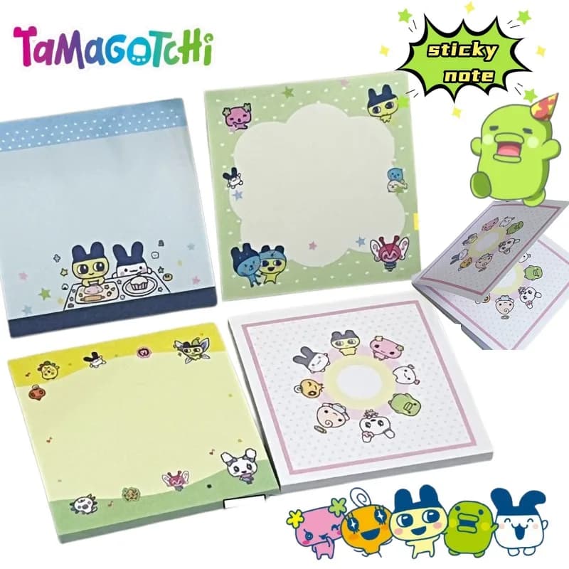 4pcs Tamagotchi Mametchi Memetchi Cartoon Cute Pattern Memo Pad Kawaii Student Notes Study Sticky Notes Stationery Wholesale