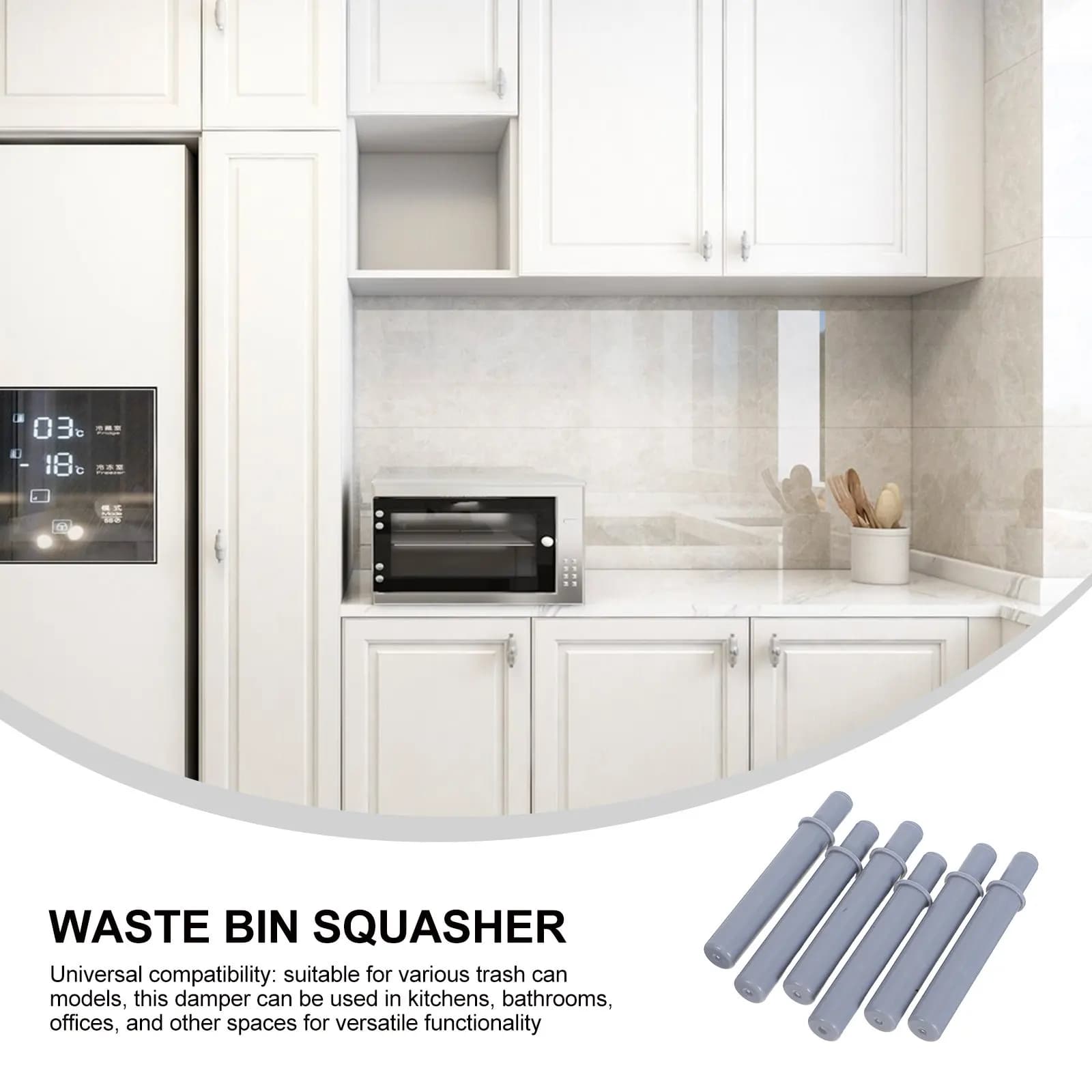 6Pcs Cabinet Soft Close Damper Hydraulic Trash Can Lid Buffer for Kitchen Furniture Drawers Doors Prevention