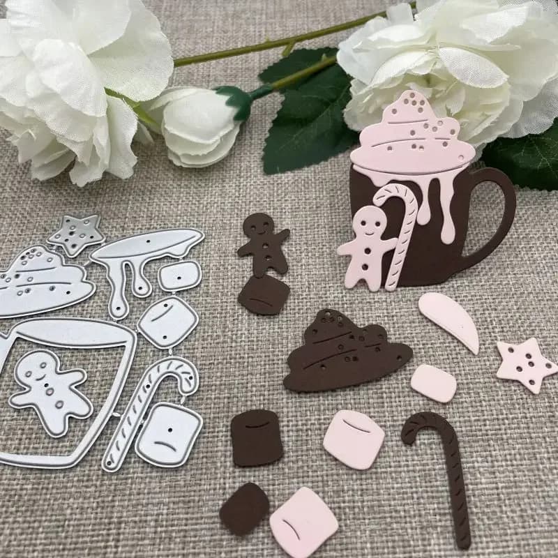 Fustelle in metallo a forma di coppa di gelato per scrapbooking fai da te, stencil decorativi per goffratura, stampo per fustellatura artigianale