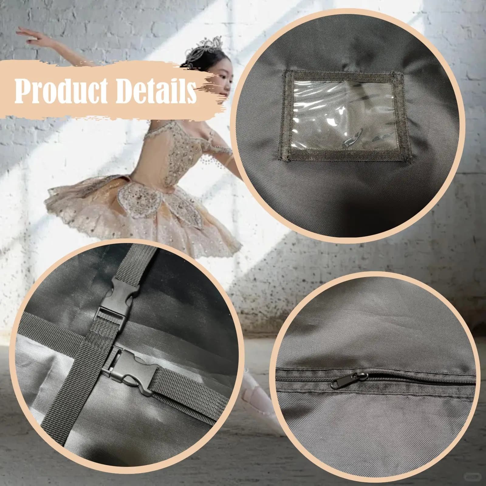 Borsa porta abiti da appendere, borsa da ballo versatile, robusta, ergonomica, leggera, elegante, con cerniera, borsa a tracolla, borsa a mano