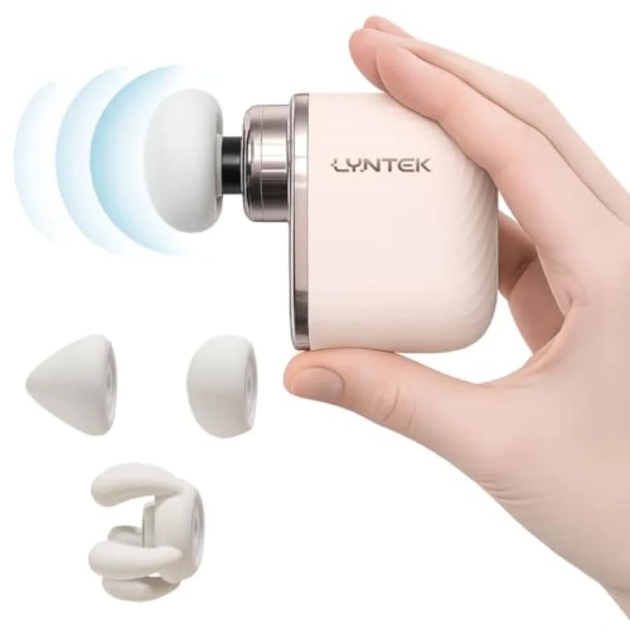 Mini Massage Gun - Portable Muscular Massage with Deep Percussion, 5 Adjustable Vibration Frequency and 3 Interchangeable Heads