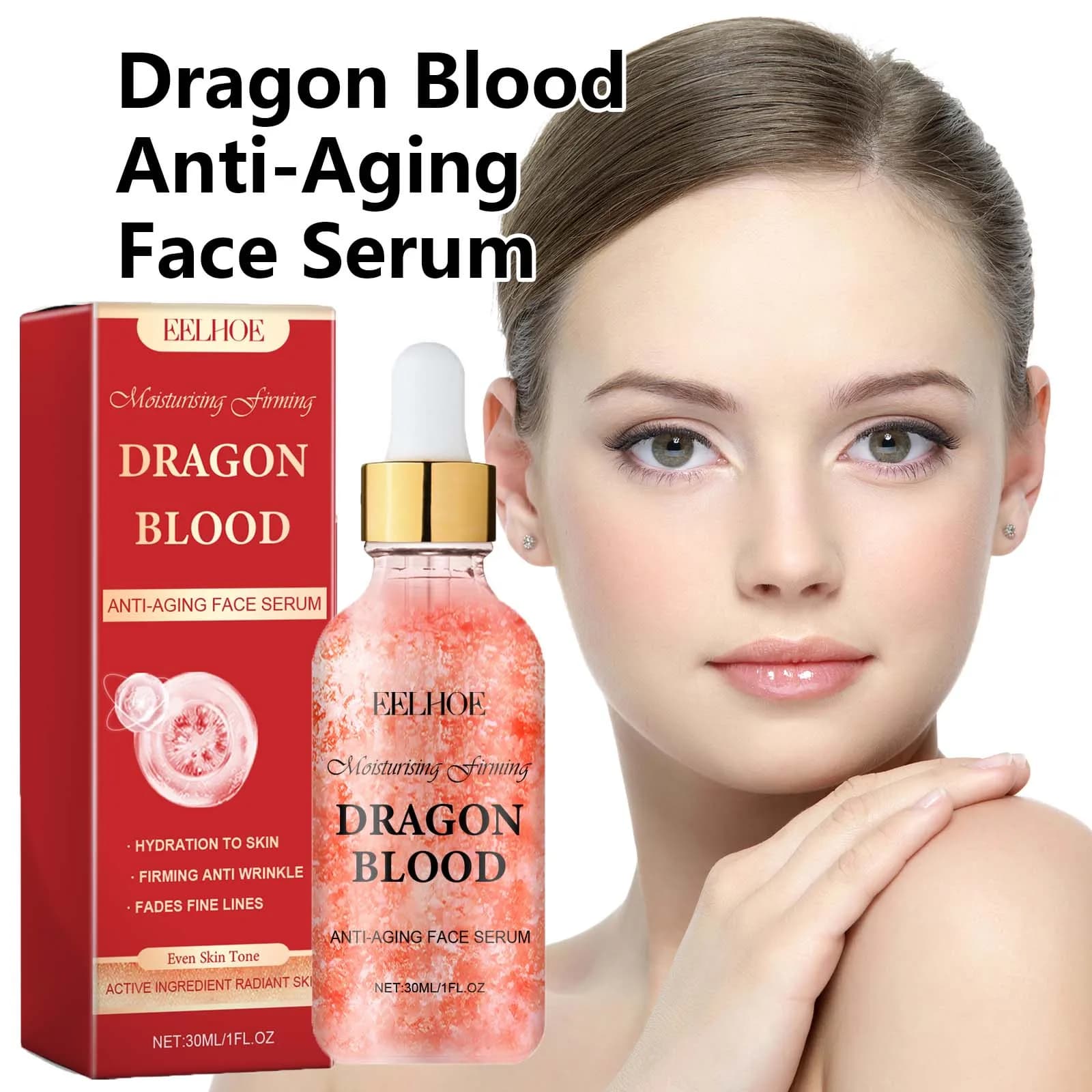 Siero viso al sangue di drago Dissolvenza Linee sottili Lifting Rassodante Liscio Nutriente Illumina il viso Ringiovanimento della pelle Essenza Idratante