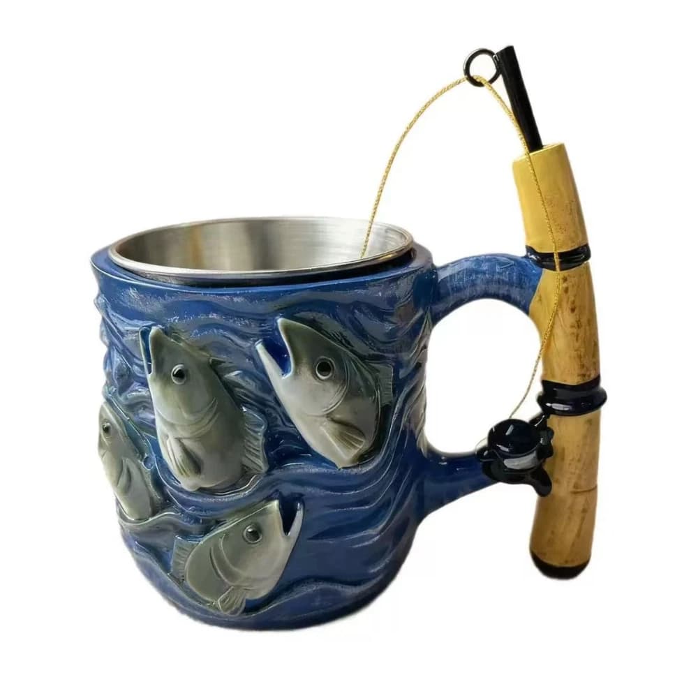 Resin Coffee Mug Cold Hot Beverage Water Cup Fishing Theme Decor for Chocolate Tea Wine Beer Home Camping Dorm Hotel Apartment