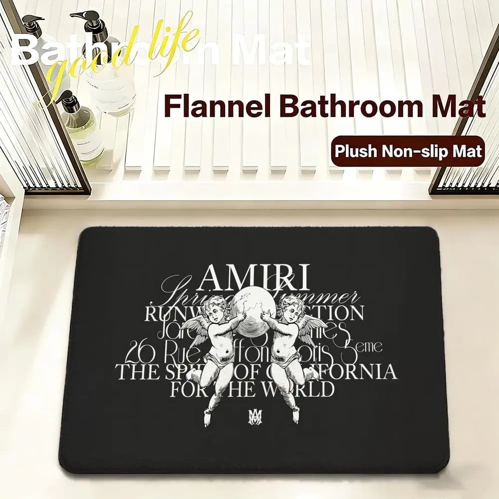 Brand AMIRI Floor Mat Flannel Bath Mat, Quick Dry, Non-slip, Soft, Durable, For Entryway & Bathroom