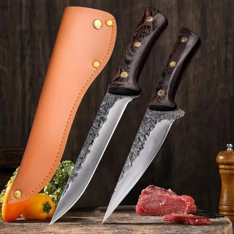 Coltello da macellaio Coltello multiuso Coltello da chef per affettare pesce Coltello da bistecca di frutta Coltelli da cucina Lama fatta a mano Manico in legno Mannaia di carne