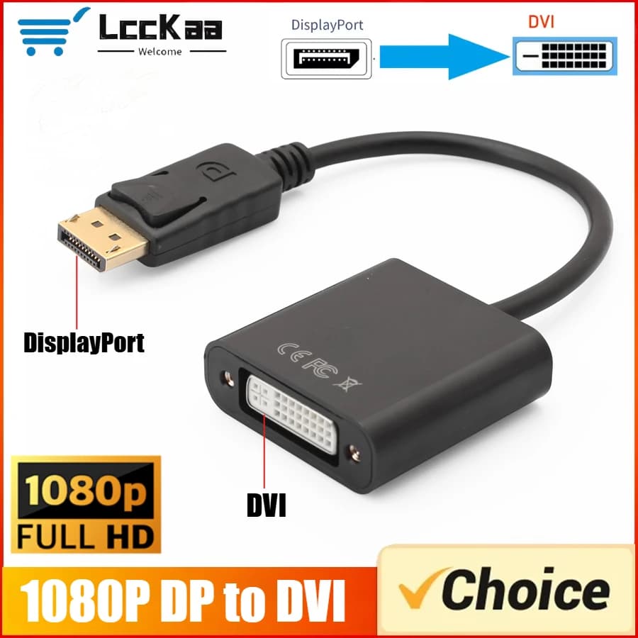 Grwibeou 1080P DisplayPort a DVI DP a DVI Cavo convertitore da maschio a DVI femmina Cavo adattatore per monitor Proiettore Laptop HDTV