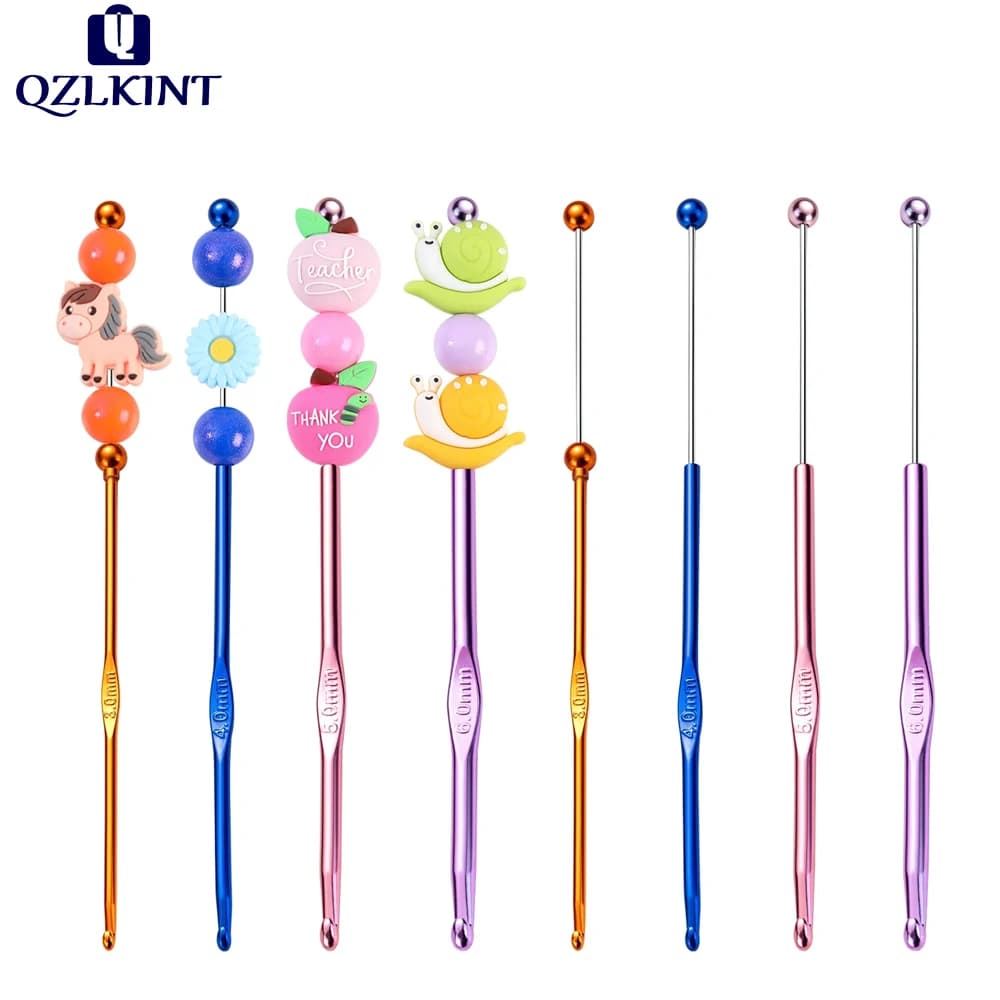 Aghi per maglieria single-ended fai da te con uncinetto in alluminio con perline di nuovo stile da 3 mm-6 mm per maglione