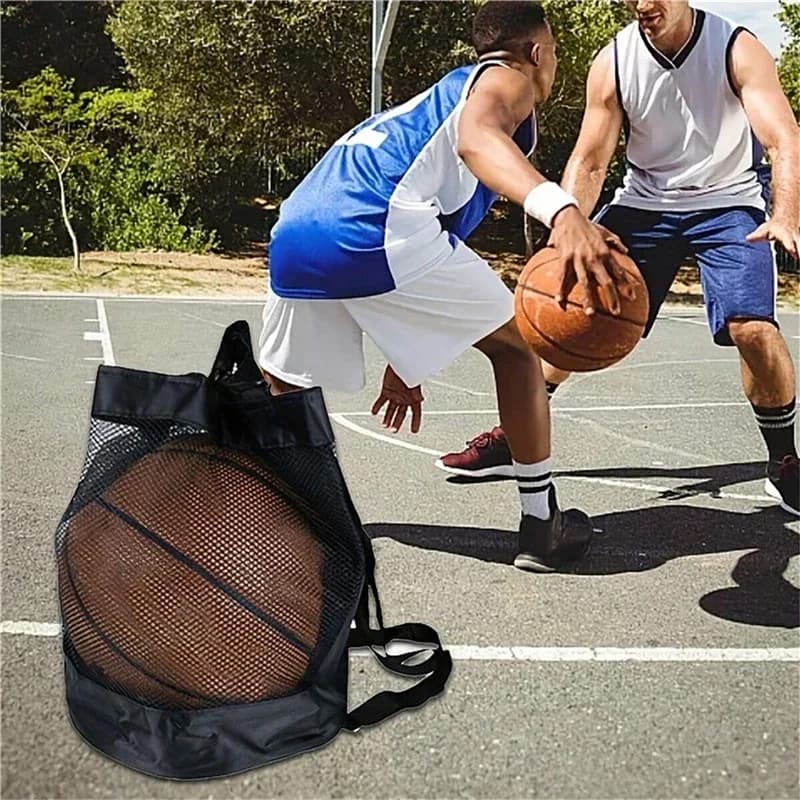 Borsa da rete da basket portatile, borsa da allenamento per calcio e basket all'aperto, pallavolo, nuoto e spiaggia