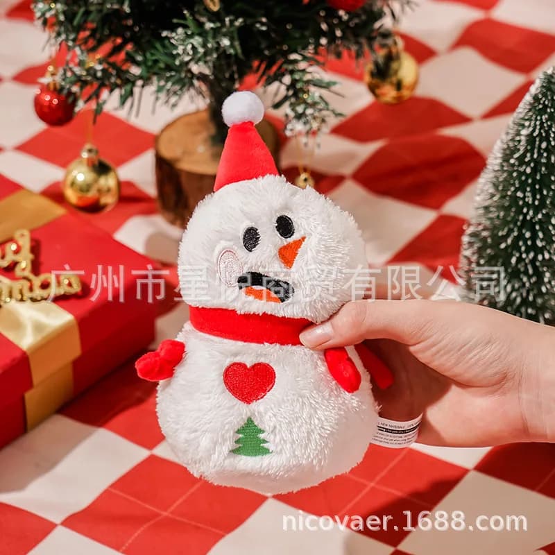 Natale Black Friday Cross border Gatto e cane Peluche Giocattoli sonori Orso di pan di zenzero ricamato Pupazzo di neve Albero di Natale