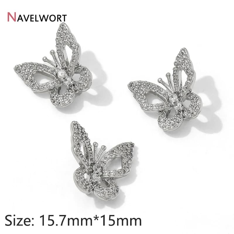 Rhodium Plated Brass With Zircon Butterfly Bead Separator For Pearl Necklace Making Findings,DIY Accessories,Separator For Beads
