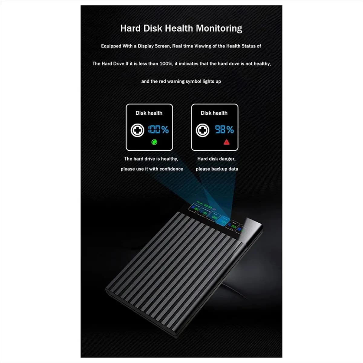 (DT37) 2.5In HDD Enclosure SATA to USB3.1 External Hard Drive Case 6Gbps HDD SSD Hard Drive Enclosure Storage Case for PC