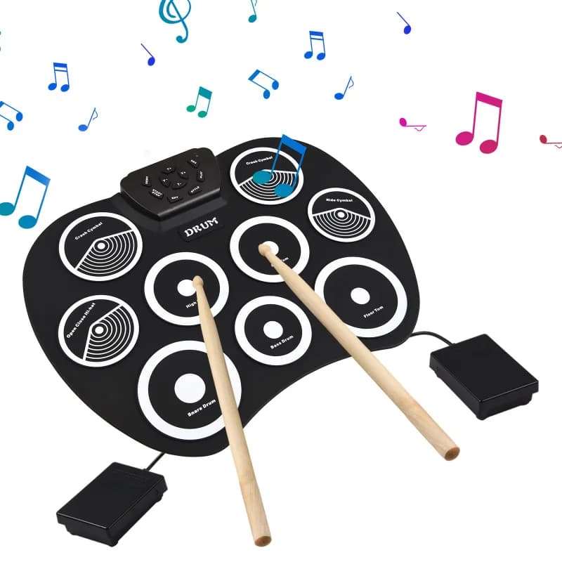 Set di batteria elettronica Batteria laminata a mano Interfaccia MIDI a 9 pad Supporta giochi DTX Set di batteria portatile Regali con pedali per bacchette