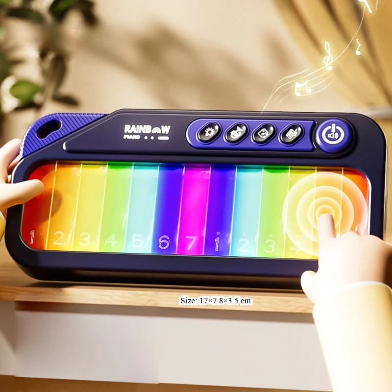 Giocattolo musicale touchscreen con tastiera per pianoforte arcobaleno luminoso con 13 melodie Giocattoli musicali elettronici portatili per bambini dai 3 ai 6 anni