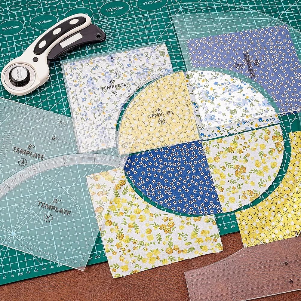 Set di modelli per quilting Drunkard's Path. Grande righello per quilting acrilico curvo per cucire modelli per quilting in maglia acrilico