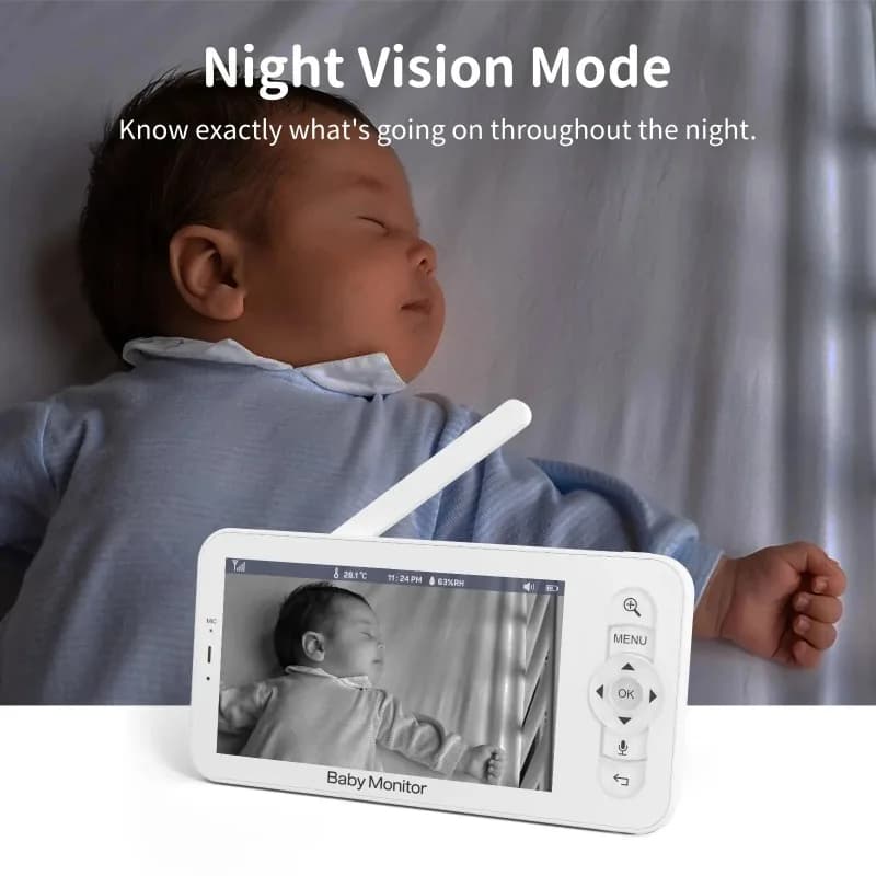 Monitor per Bambini HD 1080P con Display da 4,3", Telecamera WiFi con Luce Notturna, Avvisi Automatici di Pianto e Movimento, Controllo Remoto tramite App